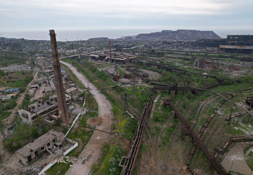 Obrazy zkázy z oceláren Azovstal v Mariupolu (23. 5. 2022)