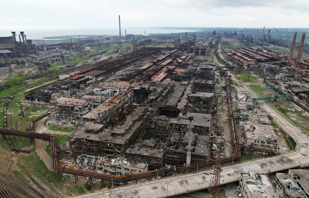 Obrazy zkázy z oceláren Azovstal v Mariupolu (23.5.2022)