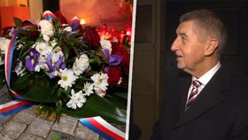 Premiér v demisi Andrej Babiš (ANO), položil kytici brzy ráno. Bál se vajíčkového útoku od demonstrantů