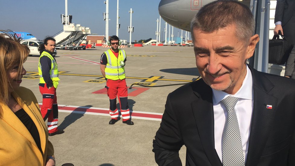 Premiér Andrej Babiš přiletěl do Bruselu na summit k brexitu (10. 4. 2019)