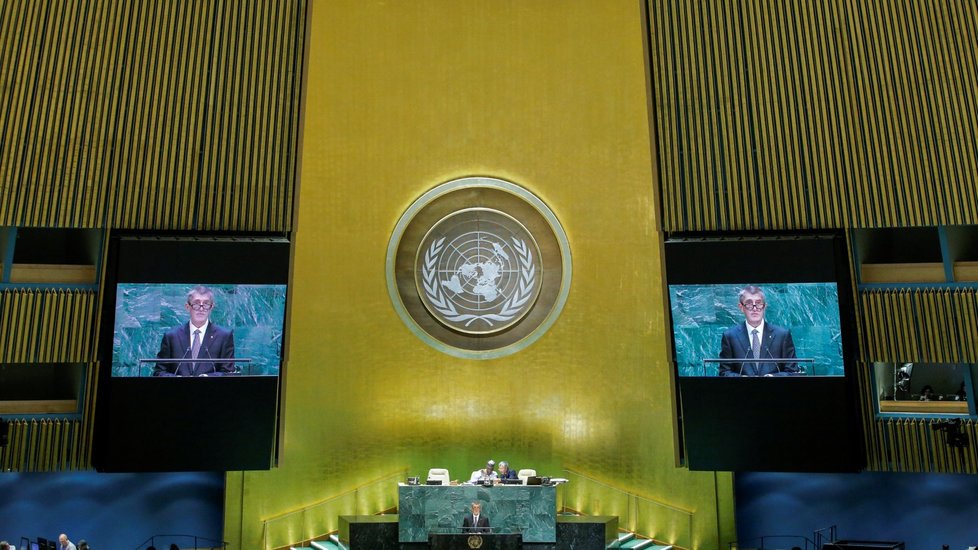 Český premiér a šéf ANO Andrej Babiš v OSN (25. 9. 2019)