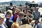 Za premiérem Andrejem Babišem (ANO) dorazil na zahájení kampaně na Ústecku i jeho syn Andrej Babiš ml. (2. 9. 2021)