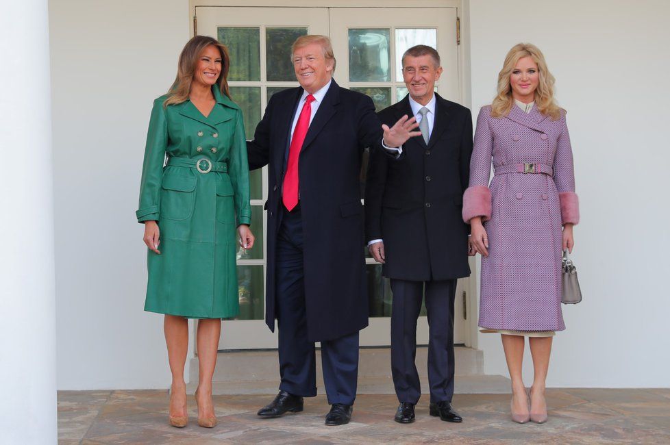 Babiš a Monika u Trumpa a Melanie v Bílém domě (7. 3. 2019)