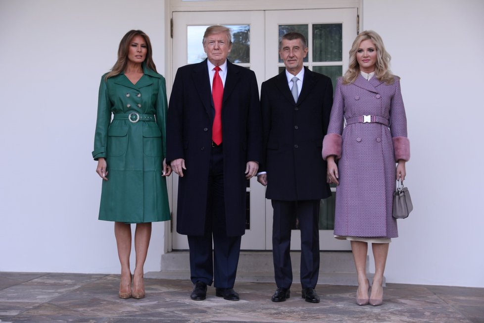 Babiš a Monika u Trumpa a Melanie v Bílém domě (7. 3. 2019)