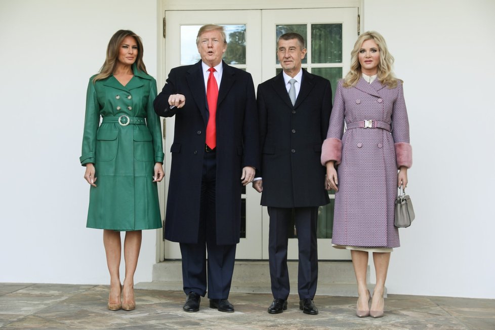 Babiš a Monika u Trumpa a Melanie v Bílém domě (7. 3. 2019)