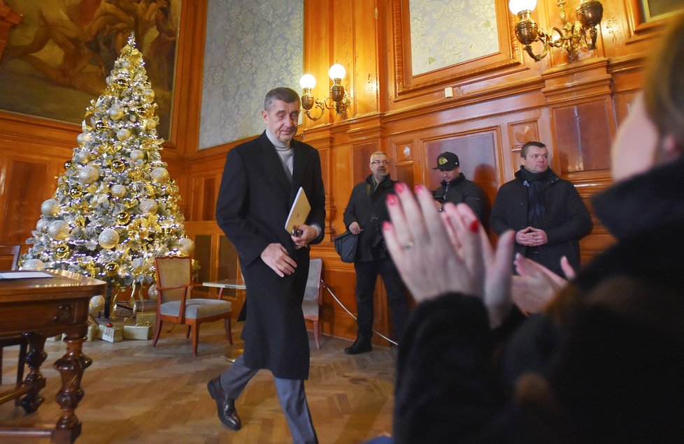 Premiér Andrej Babiš během zahájení rekonstrukce Císařských lázní (14.12.2019)