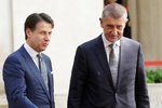 Italský premiér Giuseppe Conte a jeho český protějšek Andrej Babiš (28. 8. 2018)