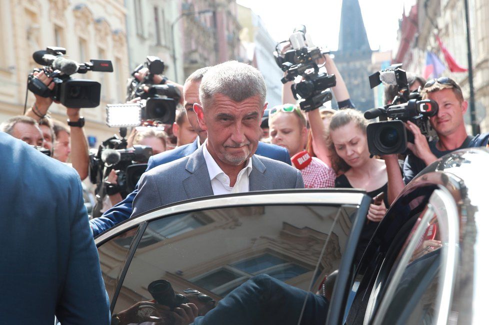 Premiér Andrej Babiš (ANO) po návštěvě předsednictva ČSSD (15. 7. 2019)