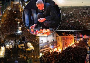 Češi slavili 30 let svobody: Čtvrtmilionovou demonstrací proti Andreji Babišovi (ANO) na Letné, desítky tisíc jich dorazili i na Národní třídu a Václavák