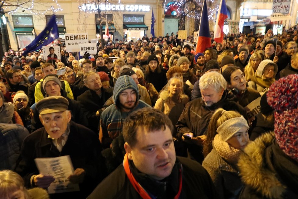 Demonstrace na Václavském náměstí za odstoupení premiéra Andreje Babiše (10. 12. 2019)