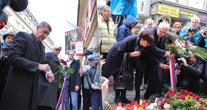 Andrej Babiš (ANO) a Jiří Drahoš na Národní třídě