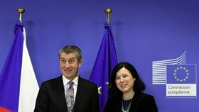 Český premiér Andrej Babiš se 29. ledna 2018 v Bruselu setkal také s eurokomisařkou pro spravedlnost Věrou Jourovou.