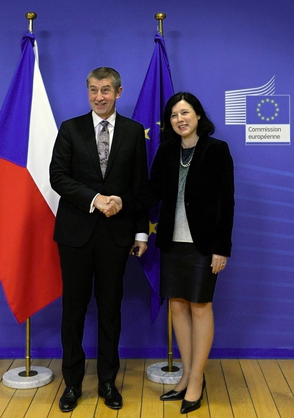 Andrej Babiš se 29. ledna 2018 v Bruselu setkal s eurokomisařkou pro spravedlnost Věrou Jourovou.