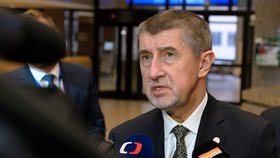 Český premiér v demisi Andrej Babiš hovoří s novináři na neformálním summitu EU 23. února 2018 v Bruselu