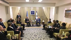 Premiér Andrej Babiš (ANO) v Izraeli jednal s prezidentem Izraele Reuvenem Rivlinem (22. 1. 2020)