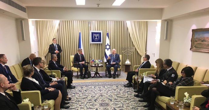 Premiér Andrej Babiš (ANO) v Izraeli jednal s prezidentem Izraele Reuvenem Rivlinem (22. 1. 2020)