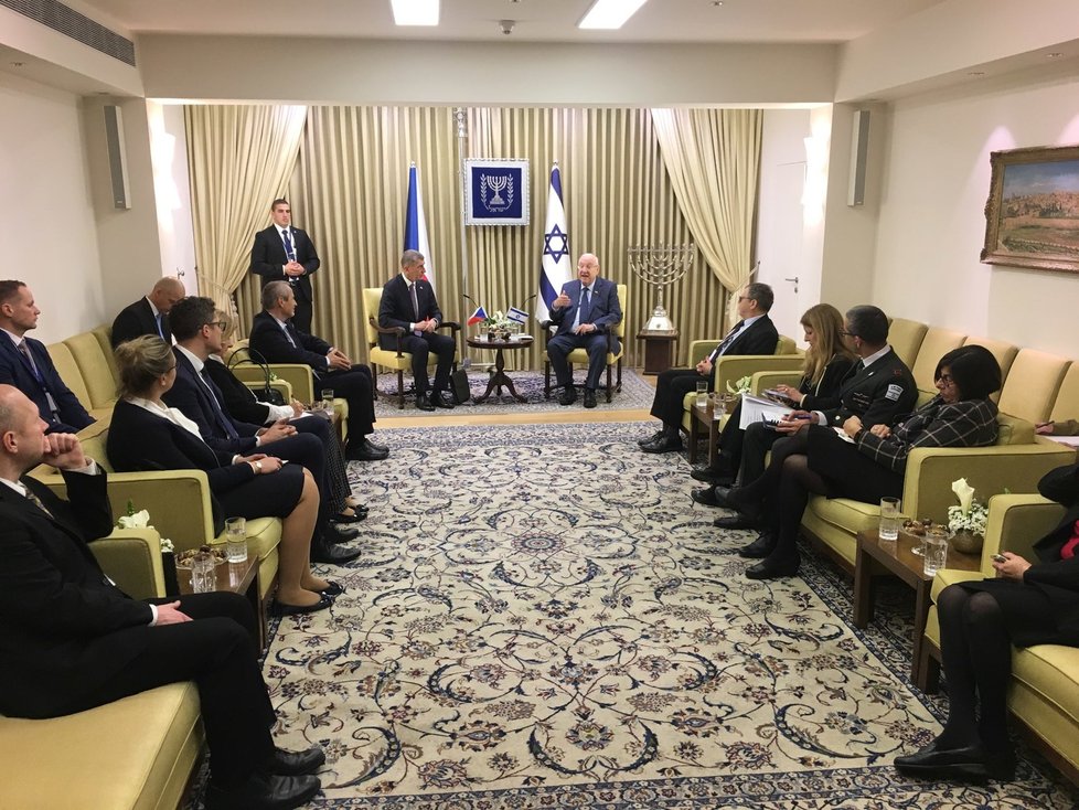 Premiér Andrej Babiš (ANO) v Izraeli jednal s prezidentem Izraele Reuvenem Rivlinem (22. 1. 2020).