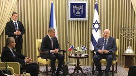 Premiér Andrej Babiš (ANO) s prezidentem Izraele Reuvenem Rivlinem (22. 1. 2020)