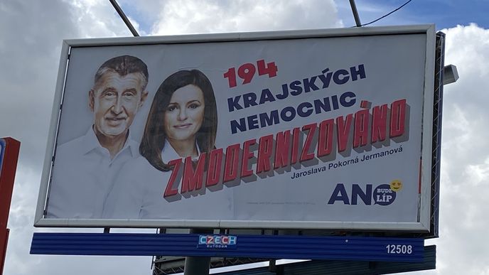 Volební billboard ANO - ilustrační snímek