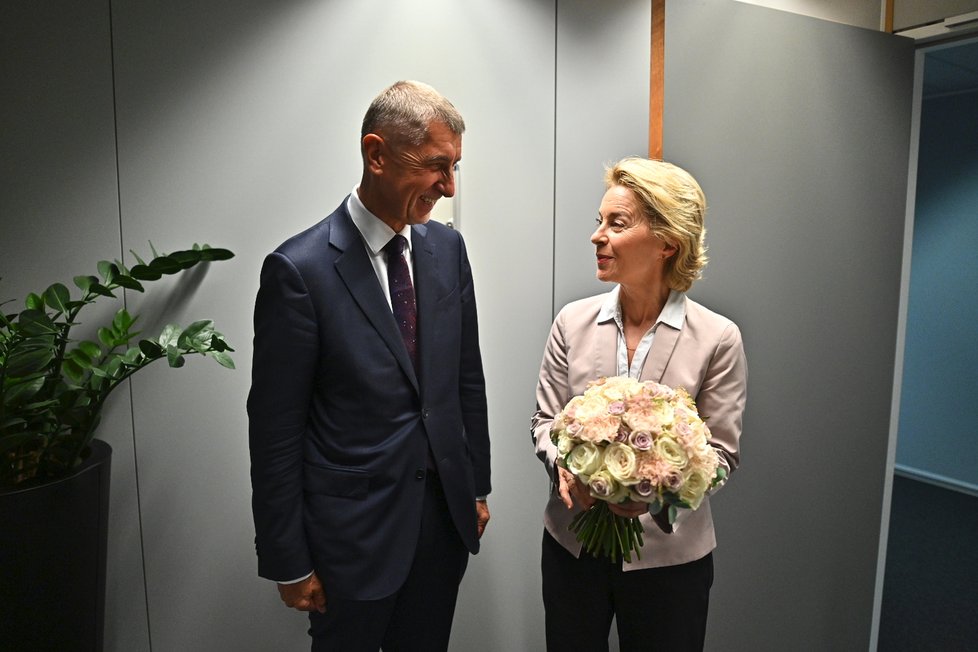 Premiér Babiš v Bruselu s šéfkou Evropské komise von der Leyenovou (28.7.2019)