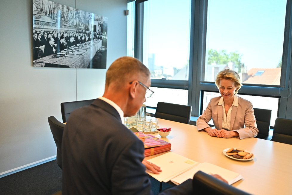 Premiér Babiš v Bruselu s šéfkou Evropské komise von der Leyenovou (28.7.2019)