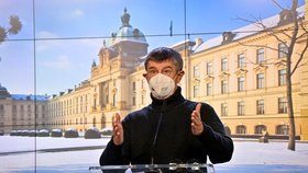 Premiér Andrej Babiš (ANO) na tiskové konferenci po mimořádném jednání vlády (14. 2. 2021)