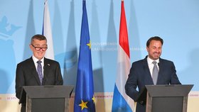 Premiér Andrej Babiš (ANO) s lucemburským premiérem Xavierem Bettelem (8. 11. 2019)
