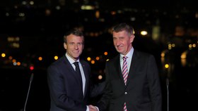 Francouzský prezident Emmanuel Macron a český premiér Andrej Babiš (ANO) (26. 10. 2018)
