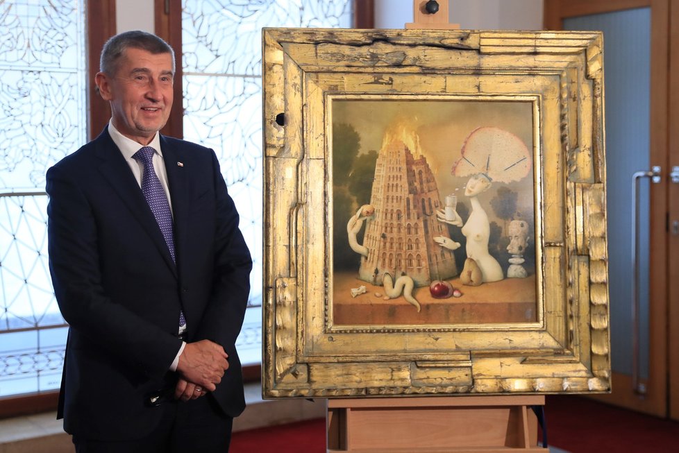 Obraz nechal Babiš pro Macrona namalovat při příležitosti oslav 100. výročí skončení první světové války.