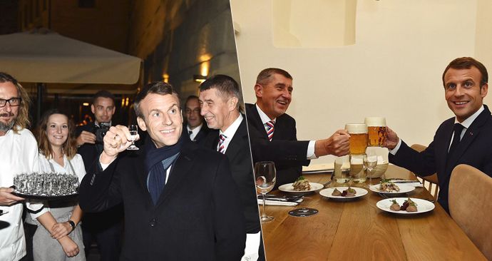 Babiš s Macronem „to rozjeli“. U večeře nechybělo pivo, ani kořalka