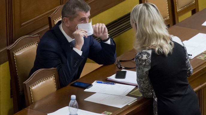 Ministr financí Andrej Babiš při projednávání rozpočtu ve Sněmovně. 