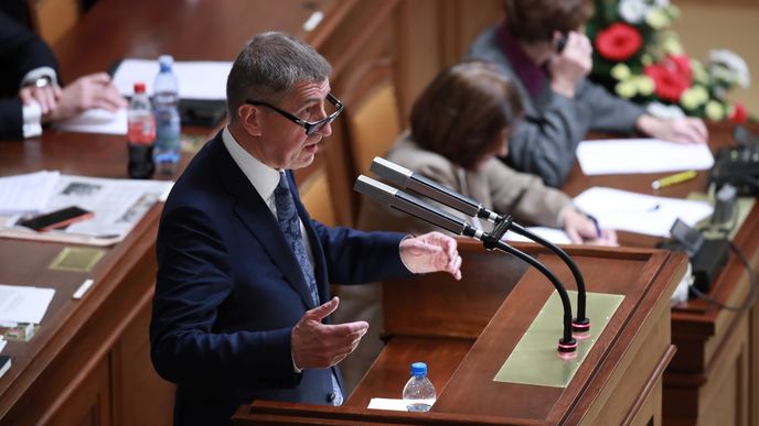 Premiér Andrej Babiš v Poslanecké sněmovně