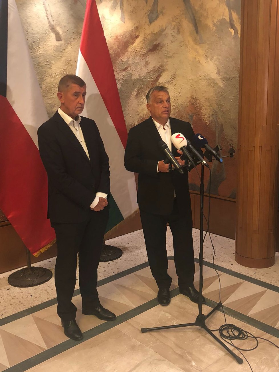 Český premiér Andrej Babiš s maďarským premiérem Viktorem Orbánem
