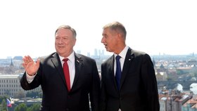 Kramářova vila: Mike Pompeo a Andrej Babiš (12. 8. 2020)