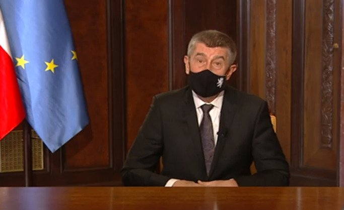 Premiér Andrej Babiš (ANO) během svého novoročního projevu (1. 1. 2021)