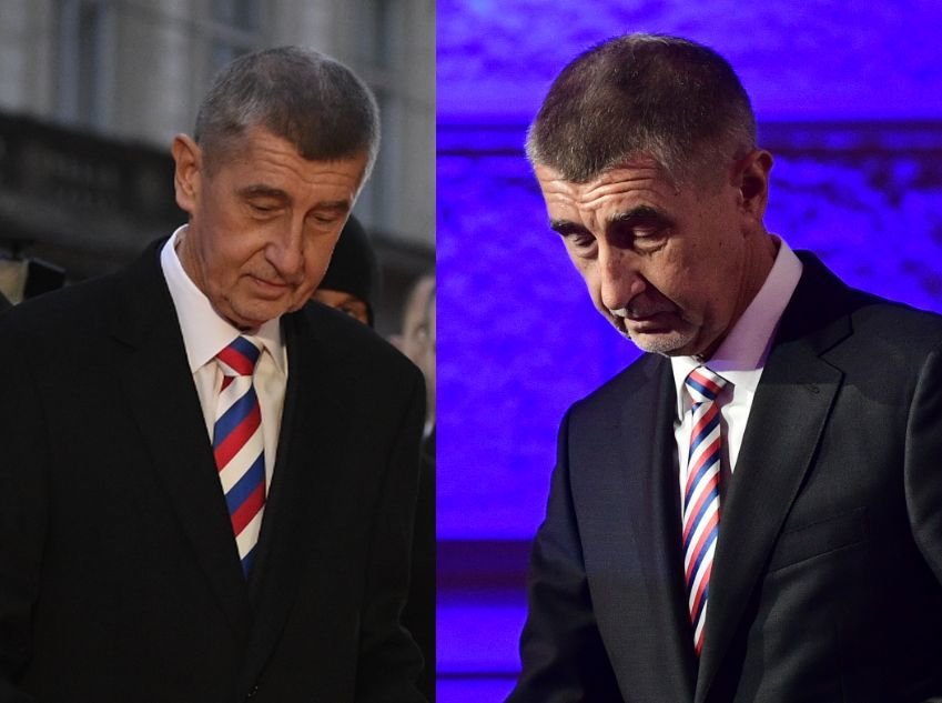 Premiér Andrej Babiš měl 17. listopadu 2019 dopoledne jinou kravatu než ráno