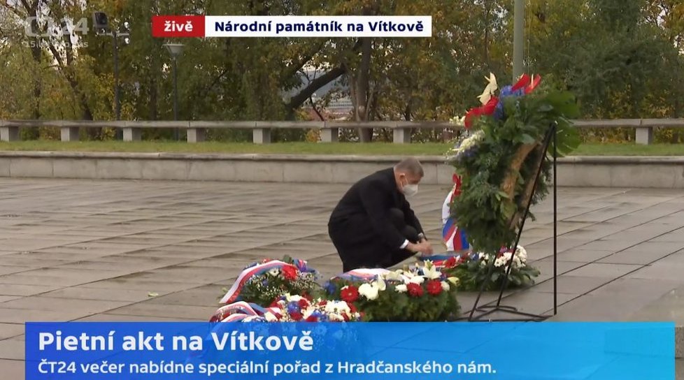 Premiér Andrej Babiš (ANO) na pražském Vítkově (28. 10. 2020)