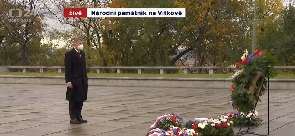 Premiér Andrej Babiš (ANO) na pražském Vítkově (28. 10. 2020)