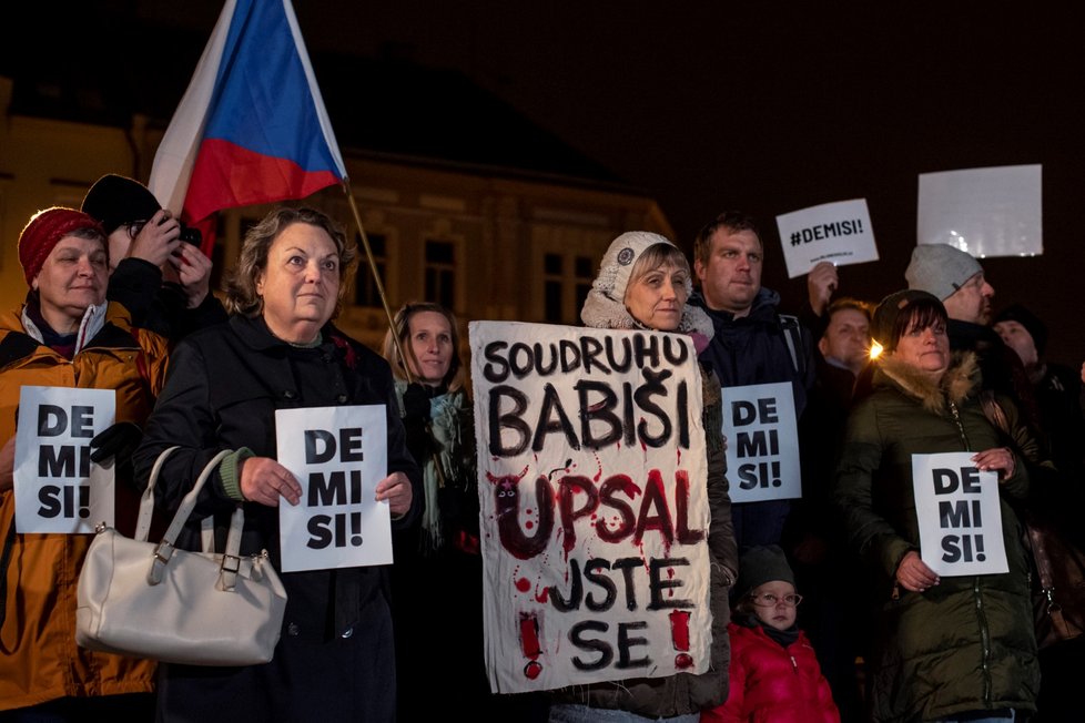 Demonstrace proti Andreji Babišovi v čele vlády.