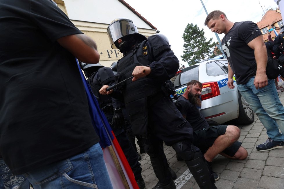 Premiér Babiš dostal na mítinku vajíčkem. V Průhonicích zasahovala policie.