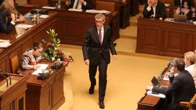 Premiér Andrej Babiš (ANO) ve Sněmovně při projednávání návrhu zákona o státním rozpočtu (4. 12. 2019)