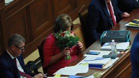 Premiér Andrej Babiš (ANO) a ministryně financí Alena Schillerová v Poslanecké sněmovně (10.9.2019)