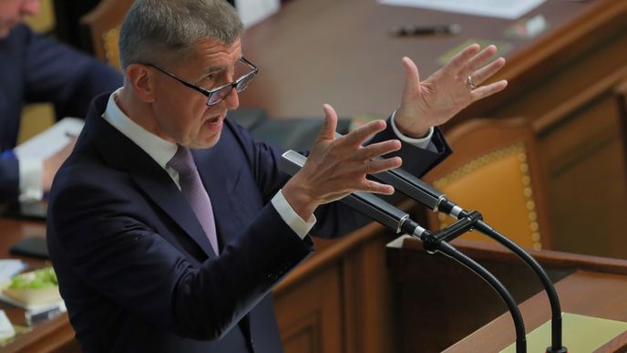 Premiér Andrej Babiš při jednání Poslanecké sněmovny - ilustrační snímek