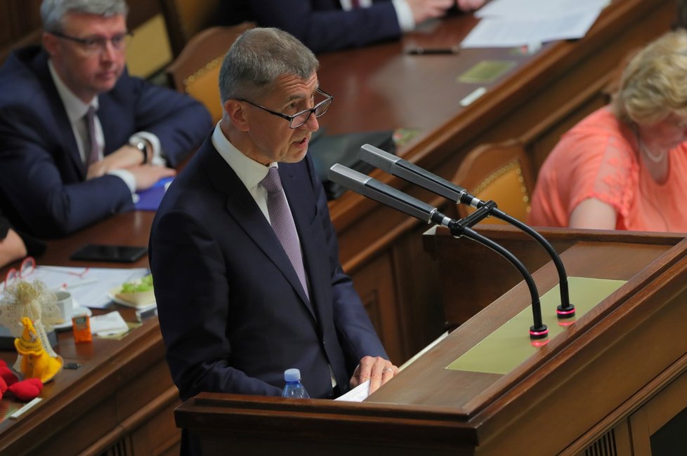 Premiér Andrej Babiš v Poslanecké sněmovně. (4.6.2019)