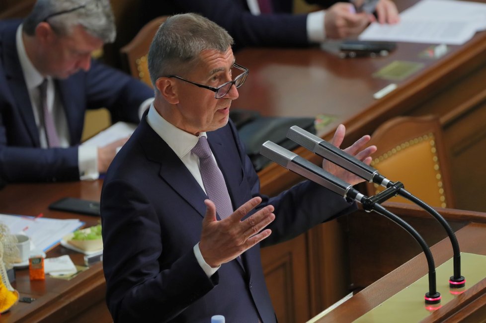 Premiér Andrej Babiš při jednání Poslanecké sněmovny. (4.6.2019)