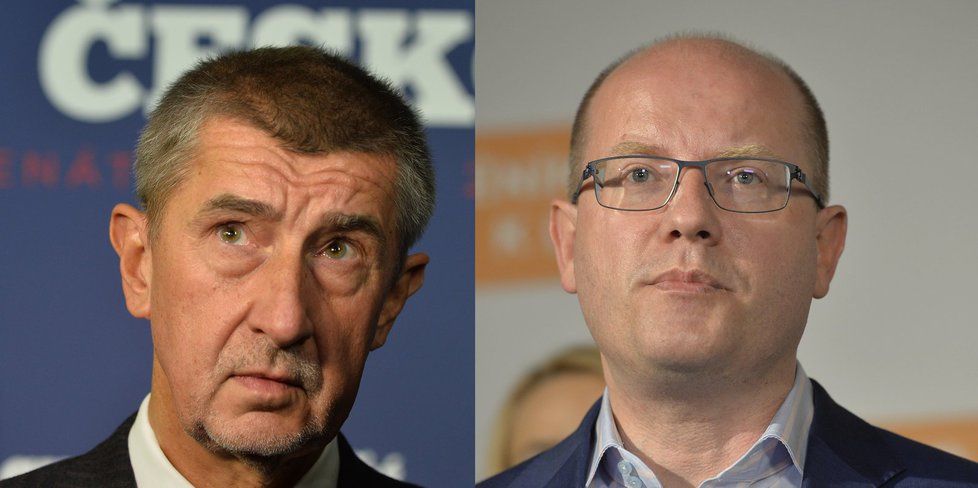 Premiér Bohuslav Sobotka (ČSSD, vpravo) a vicepremiér Andrej Babiš (ANO)