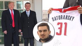 Dar amerického prezidenta pro českého premiéra: Dres s podpisem NBA Tomáše Satoranského (8. 3. 2019)