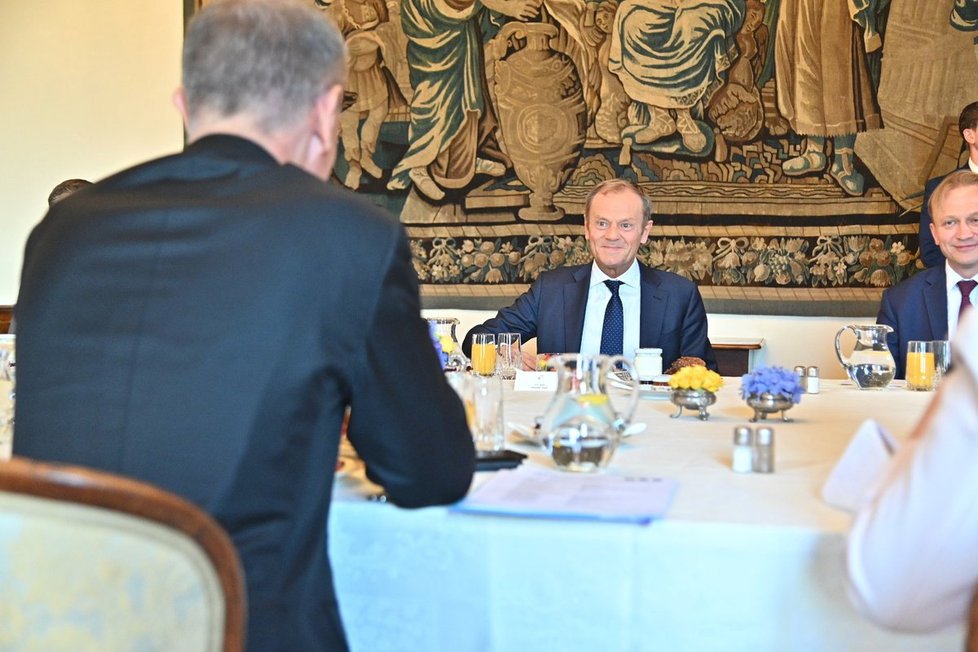 Český premiér Andrej Babiš (ANO) a předseda Evropské rady Donald Tusk v Praze (8. 5. 2019)