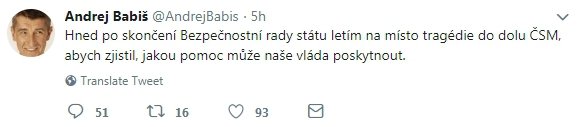 K tragédii v dole se vyjádřil i premiér Babiš