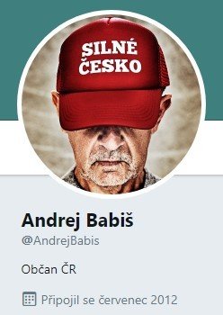 Profil Andreje Babiše na Twitteru